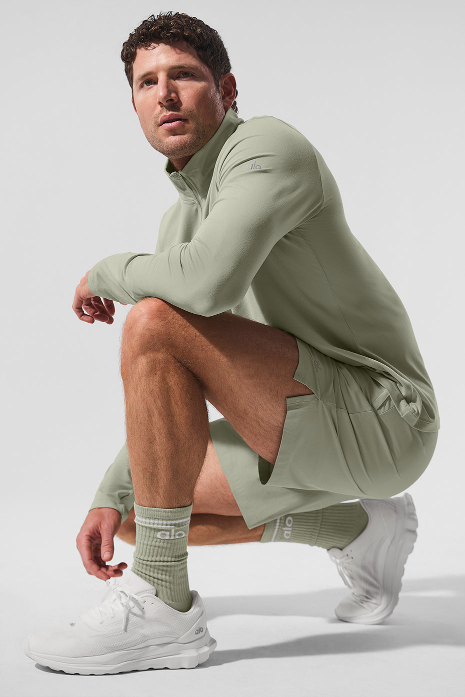 Unisex Throwback Sock - Limestone/White - Image 2