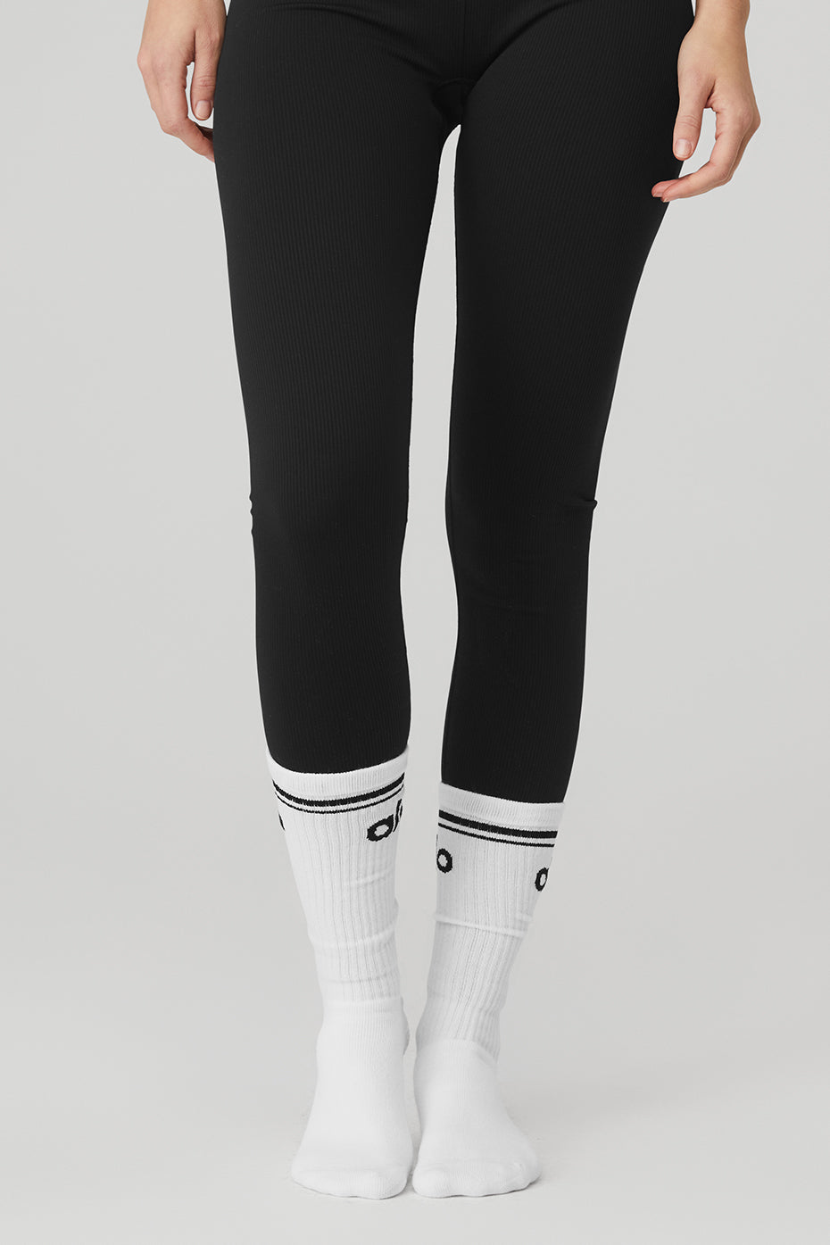 Women's Throwback Barre Sock - White/Black - Image 2