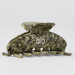 90's Claw Clip - Green Olive Marble