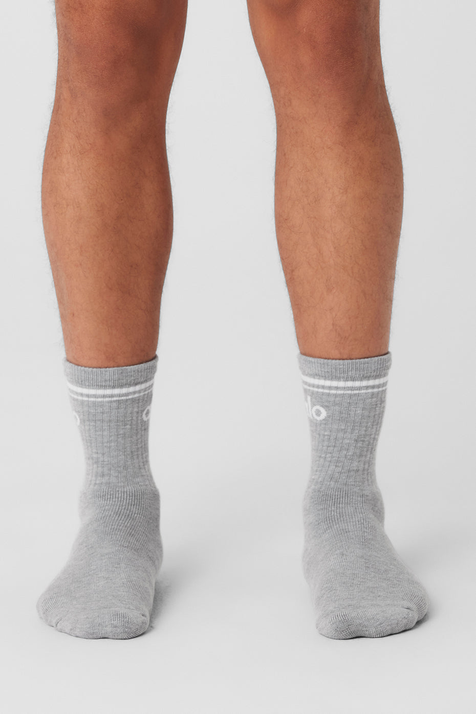 Unisex Half-Crew Throwback Sock - Athletic Heather Grey/White - Image 3
