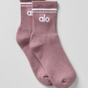 Unisex Half-Crew Throwback Sock - Smoky Quartz/White