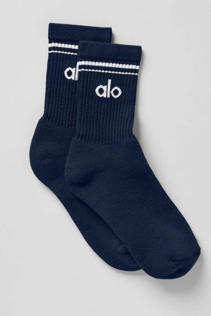 Unisex Half-Crew Throwback Sock - Navy/White