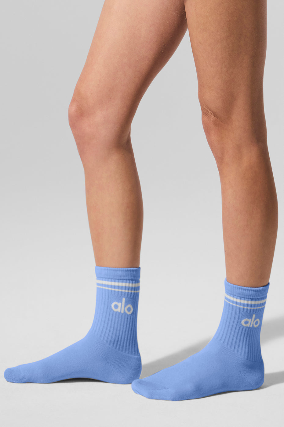 Unisex Half-Crew Throwback Sock - Crystal Clear Blue/White - Image 2