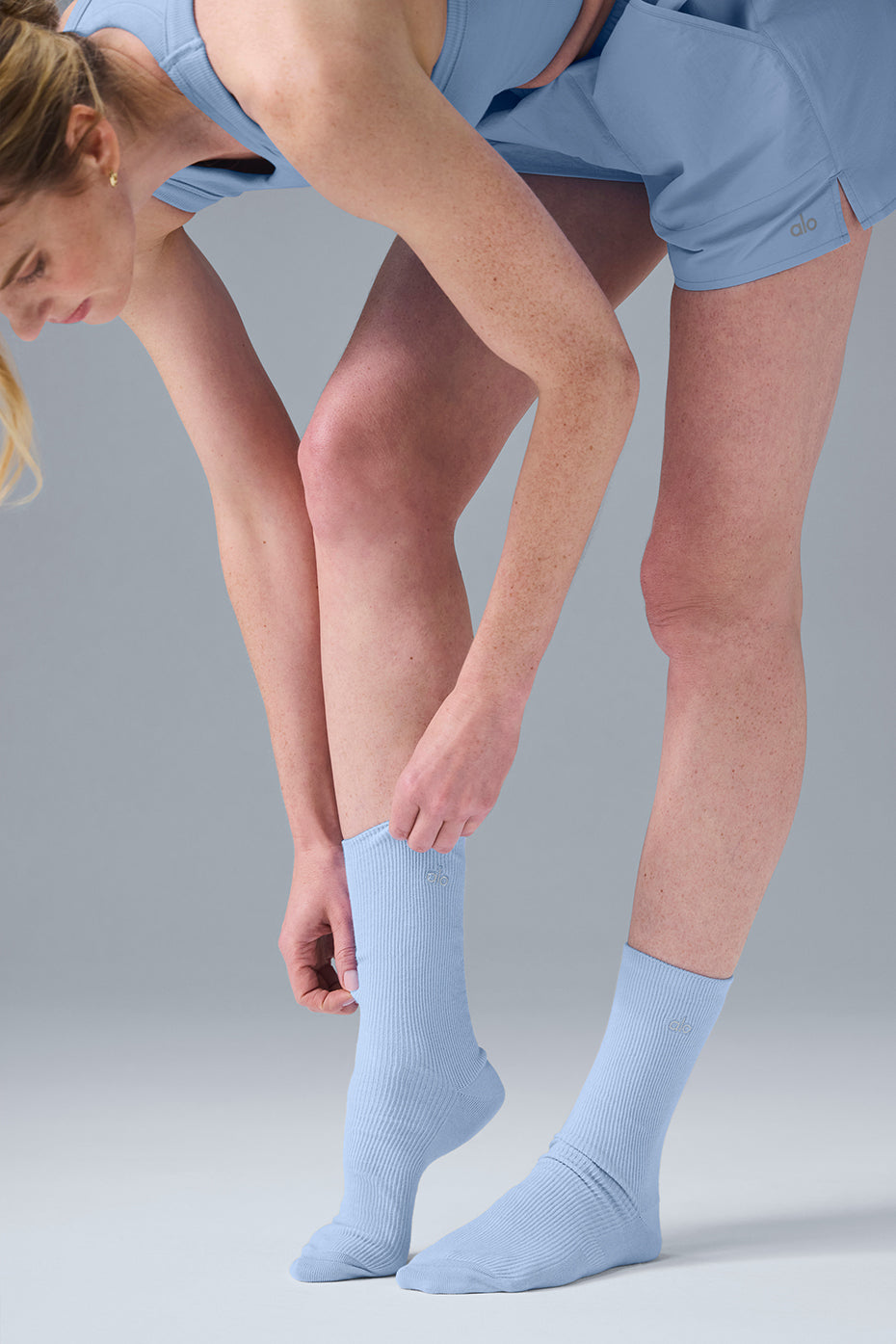 Unisex Half-Crew Understated Sock - Seashell Blue - Image 4