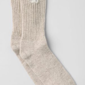 Unisex Cashmere Light Frosted Sock - Winter Latte/Ivory