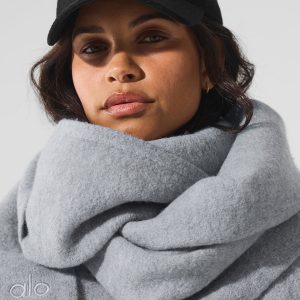 Merino Wool Oversized Scarf - Hazy Heather Grey