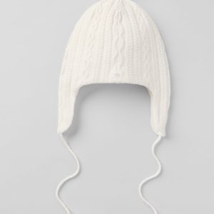 Cable Knit Winter Bliss Earflap Beanie - Ivory
