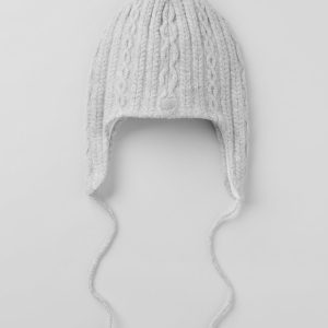 Cable Knit Winter Bliss Earflap Beanie - Athletic Heather Grey