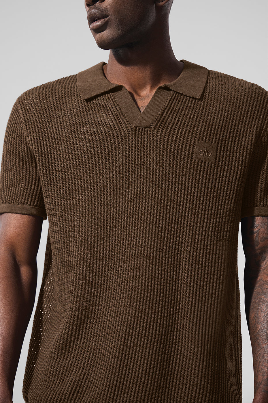 Open-Knit Polo - Espresso - Image 3