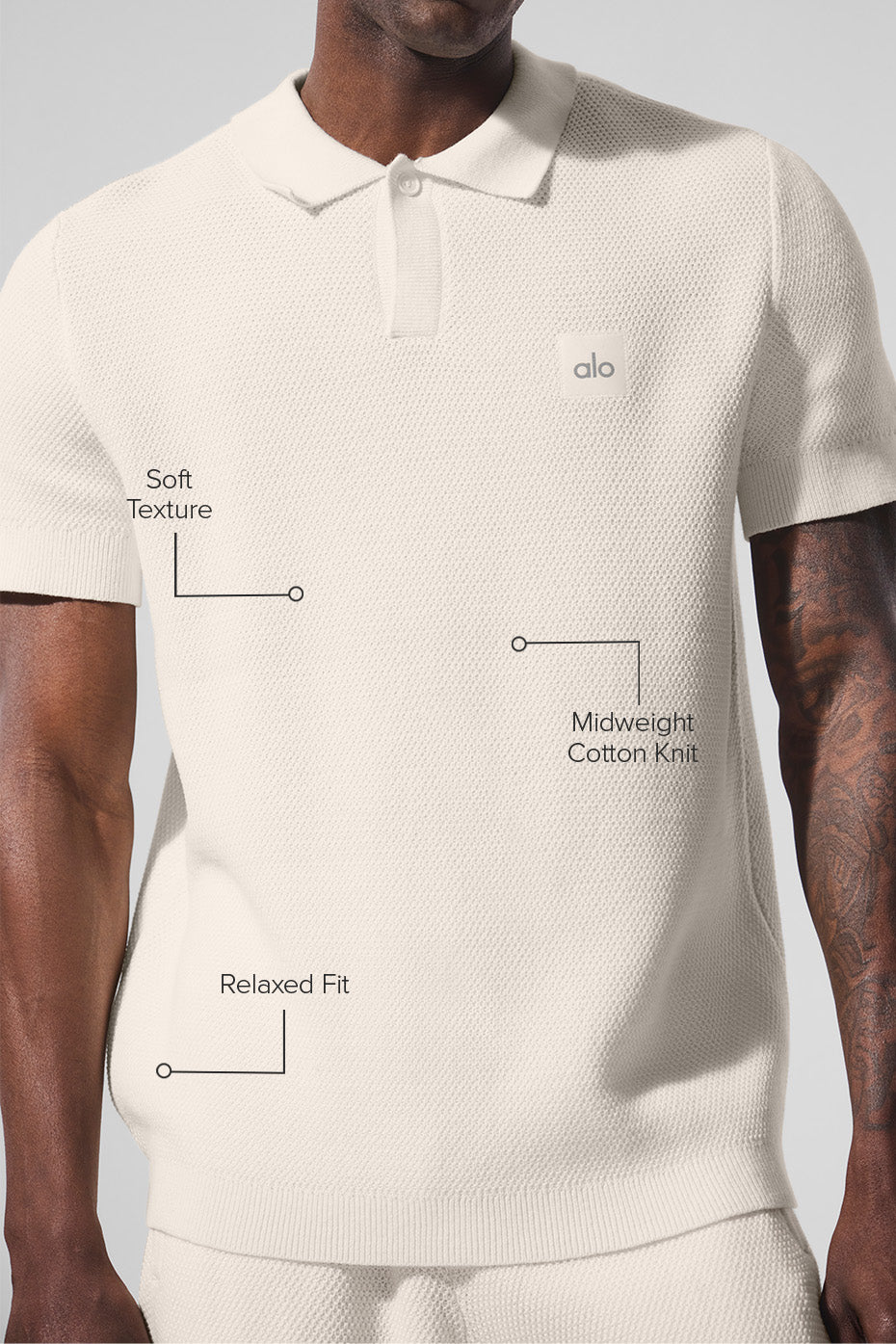 Sports Club Sweater Knit Polo - Ivory - Image 2