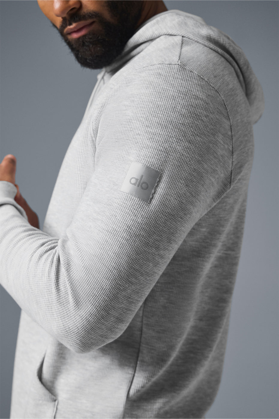 Micro Waffle Fast Break Hoodie - Athletic Heather Grey - Image 2