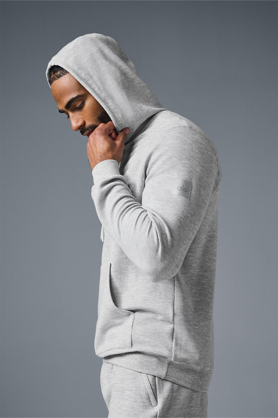 Micro Waffle Fast Break Hoodie - Athletic Heather Grey - Image 4