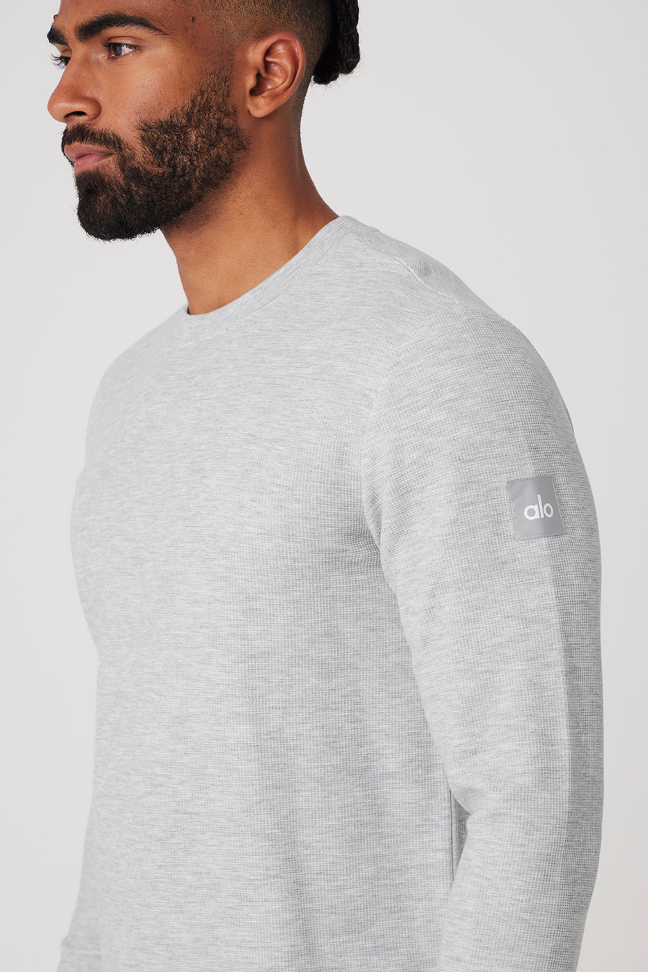 Micro Waffle Fast Break Long Sleeve Tee - Athletic Heather Grey - Image 4