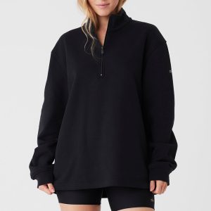 Renown Heavy Weight 1/4 Zip - Black