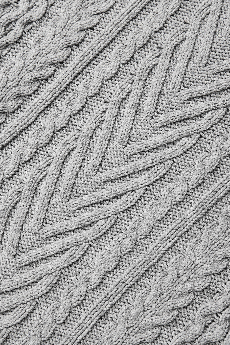 Cable Knit Crew Neck Sweater - Athletic Heather Grey - Image 5