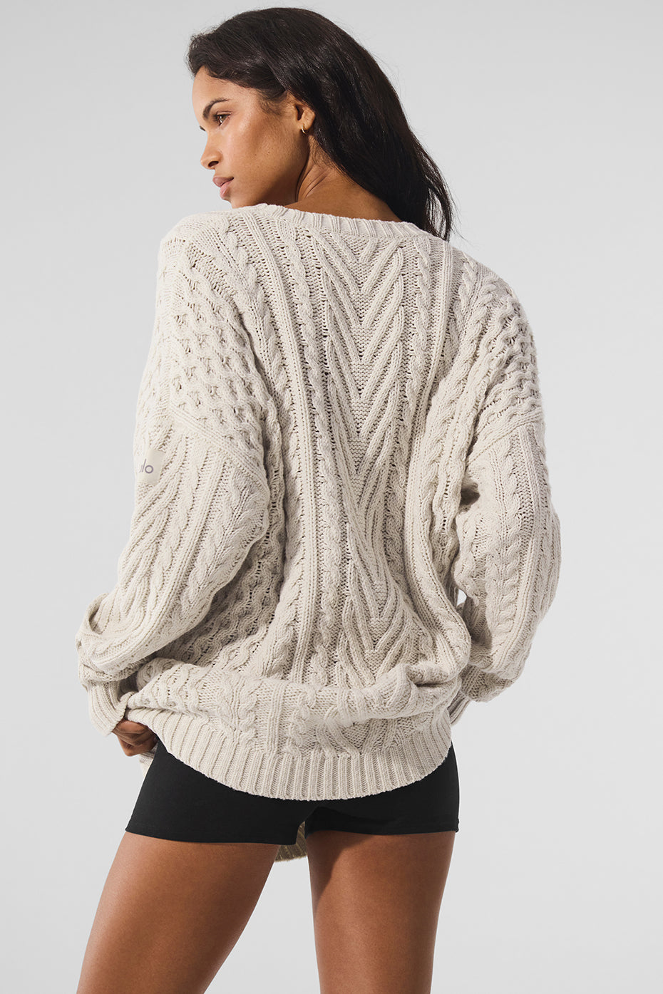 Cable Knit Crew Neck Sweater - Bone - Image 2