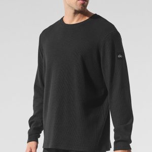 Elevate Waffle Long Sleeve Crew - Black