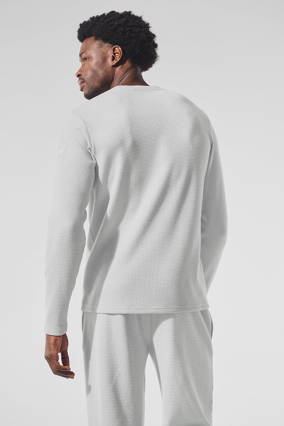 Elevate Waffle Long Sleeve Crew - Athletic Heather Grey - Image 3