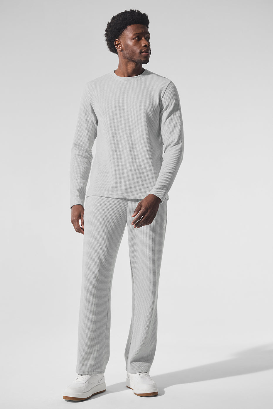 Elevate Waffle Long Sleeve Crew - Athletic Heather Grey - Image 4