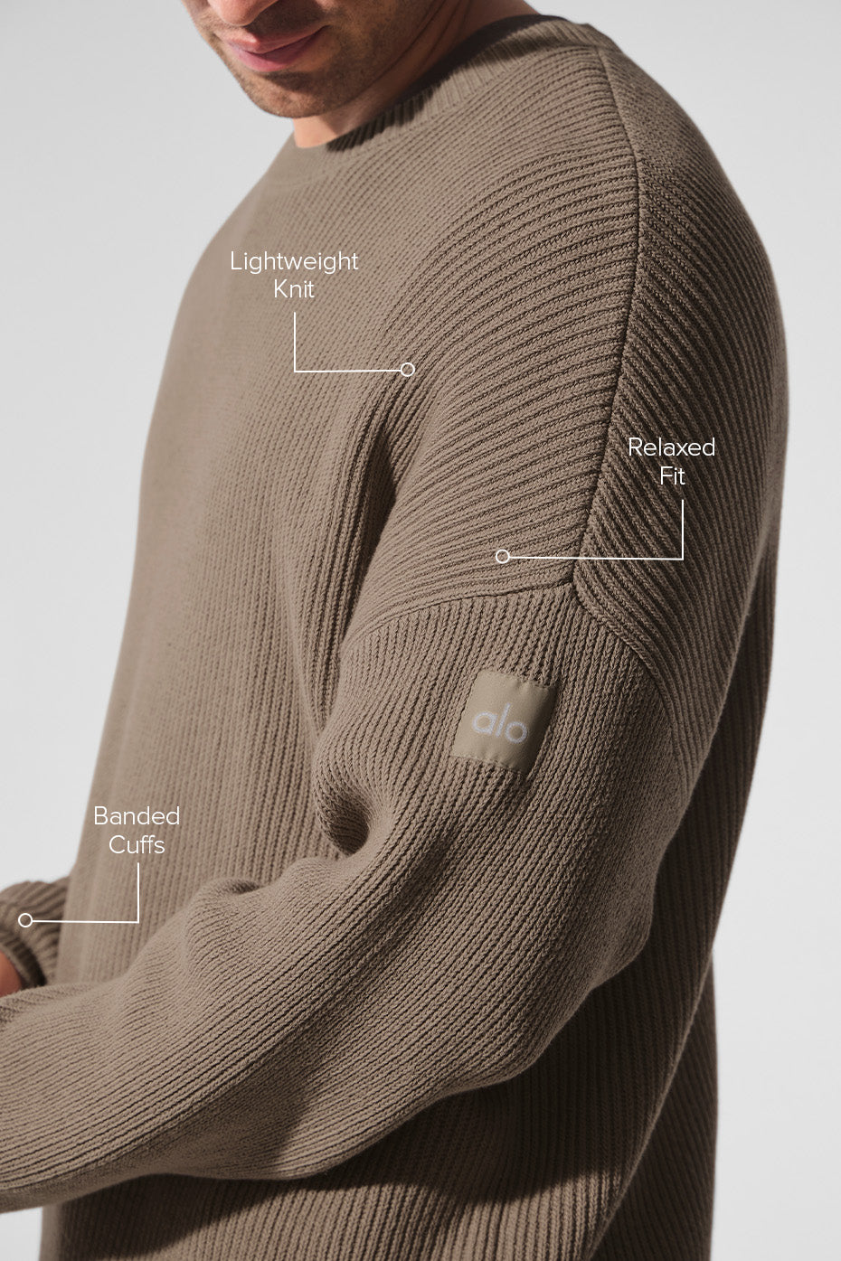 Domain Rib Knit Crew Sweater - Gravel - Image 2