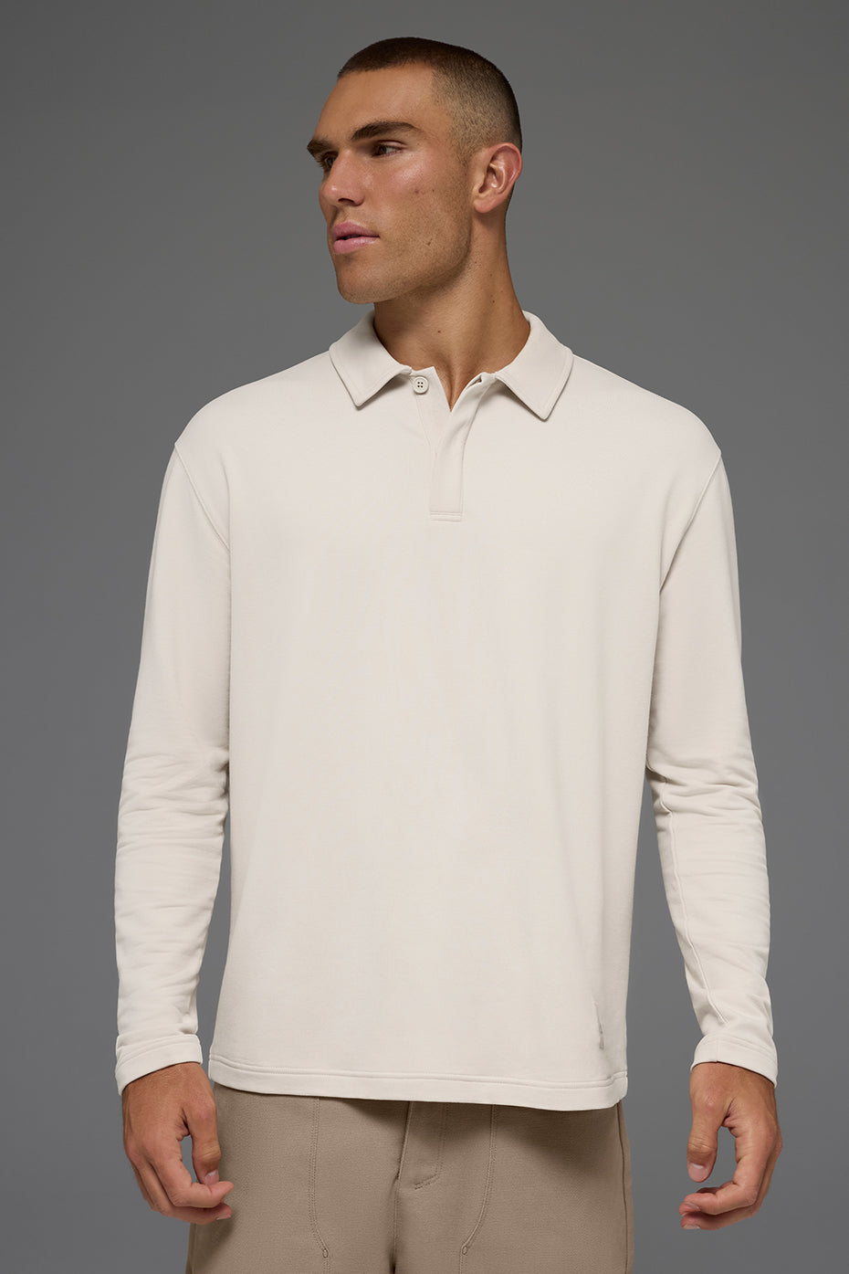 Double Take Long Sleeve Polo - Bone - Image 4