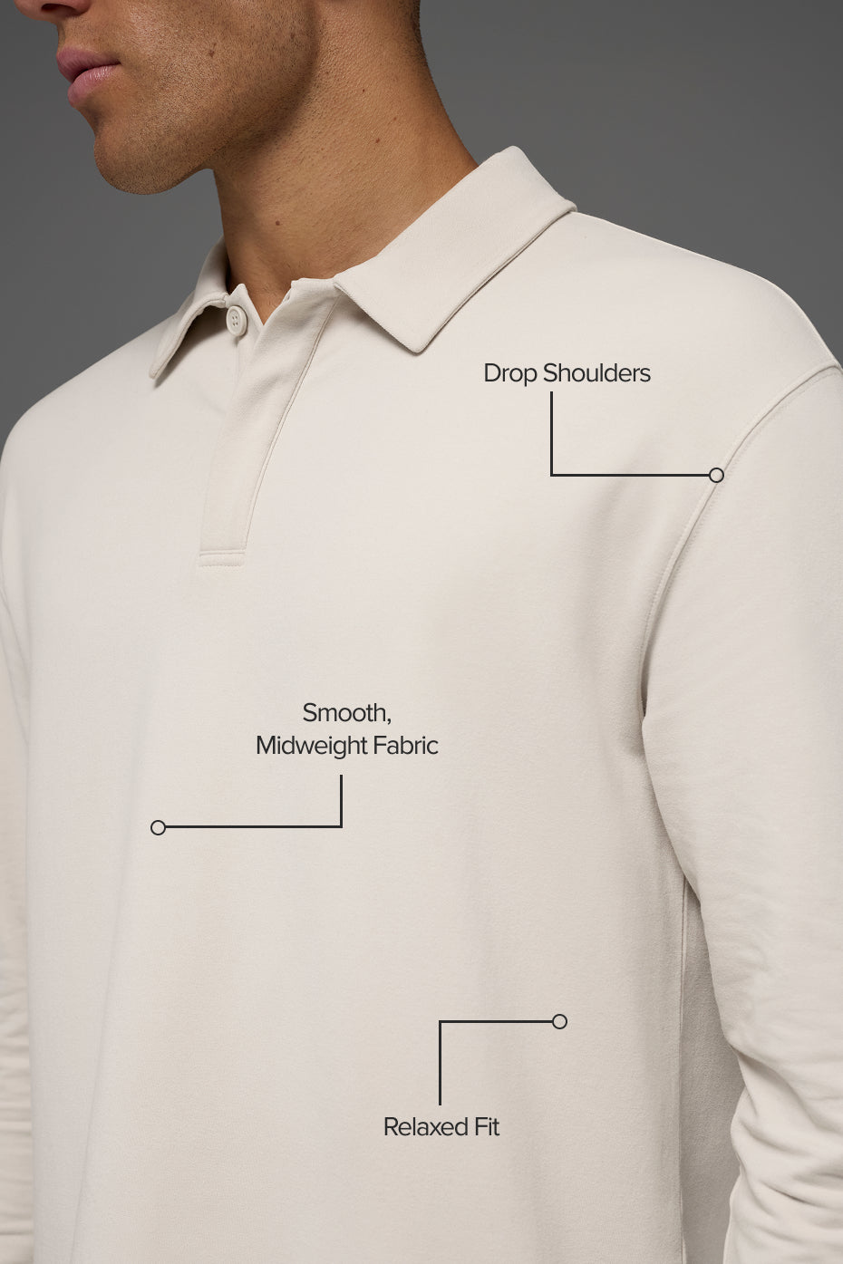 Double Take Long Sleeve Polo - Bone - Image 2