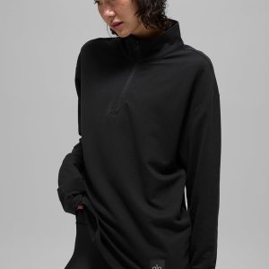 Double Take Long Sleeve 1/4 Zip - Black