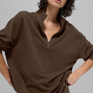 Double Take Long Sleeve 1/4 Zip - Espresso