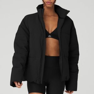 Stretch Woven Street Puffer - Black
