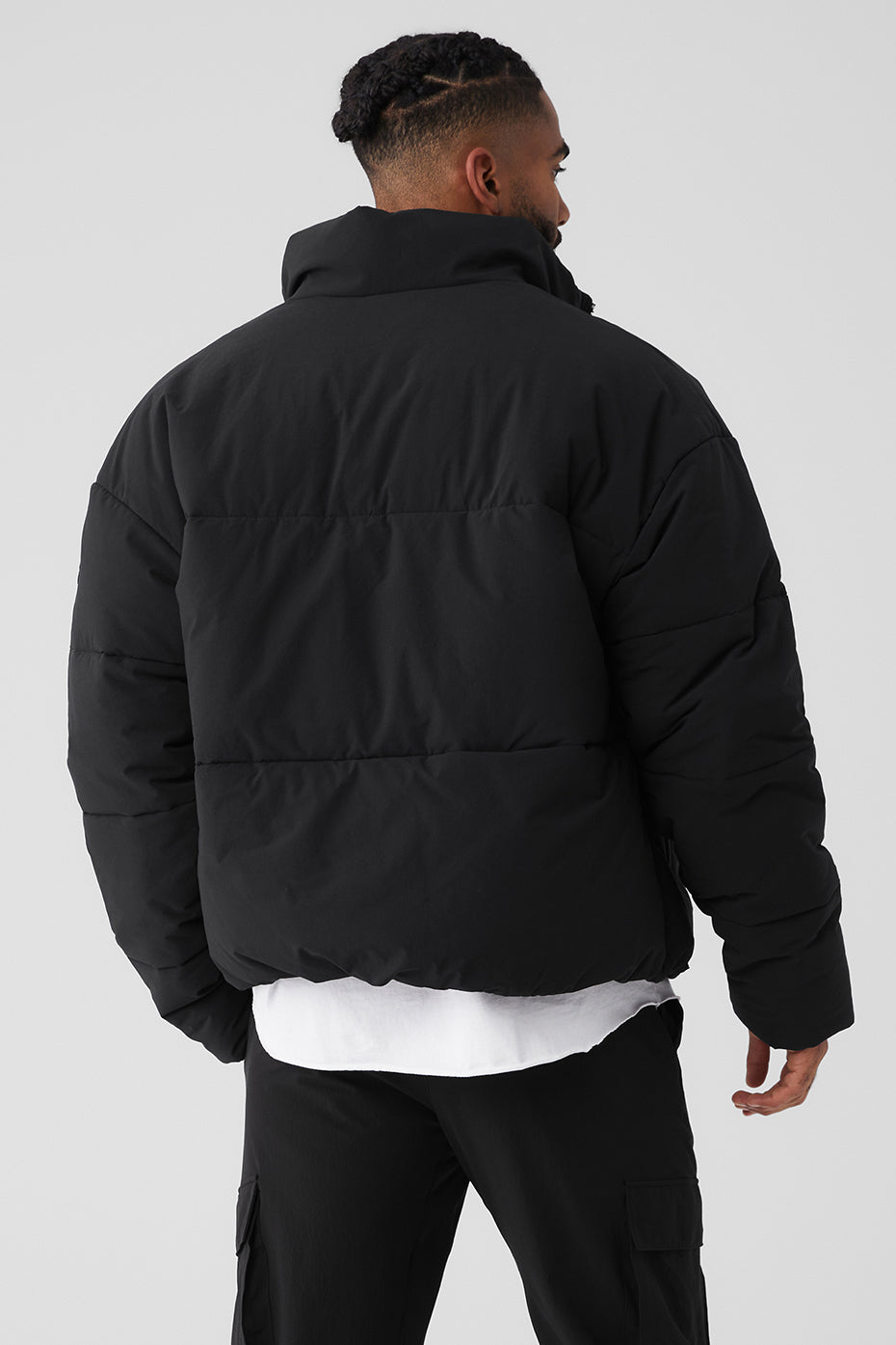 Stretch Woven Street Puffer - Black - Image 2