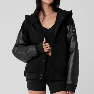 Select Hooded Bomber Jacket - Black