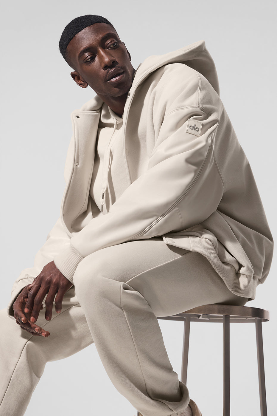 Select Hooded Bomber Jacket - Bone - Image 4