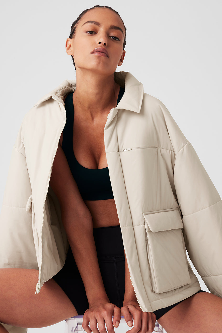 Voyage Utility Cargo Jacket - Bone - Image 4