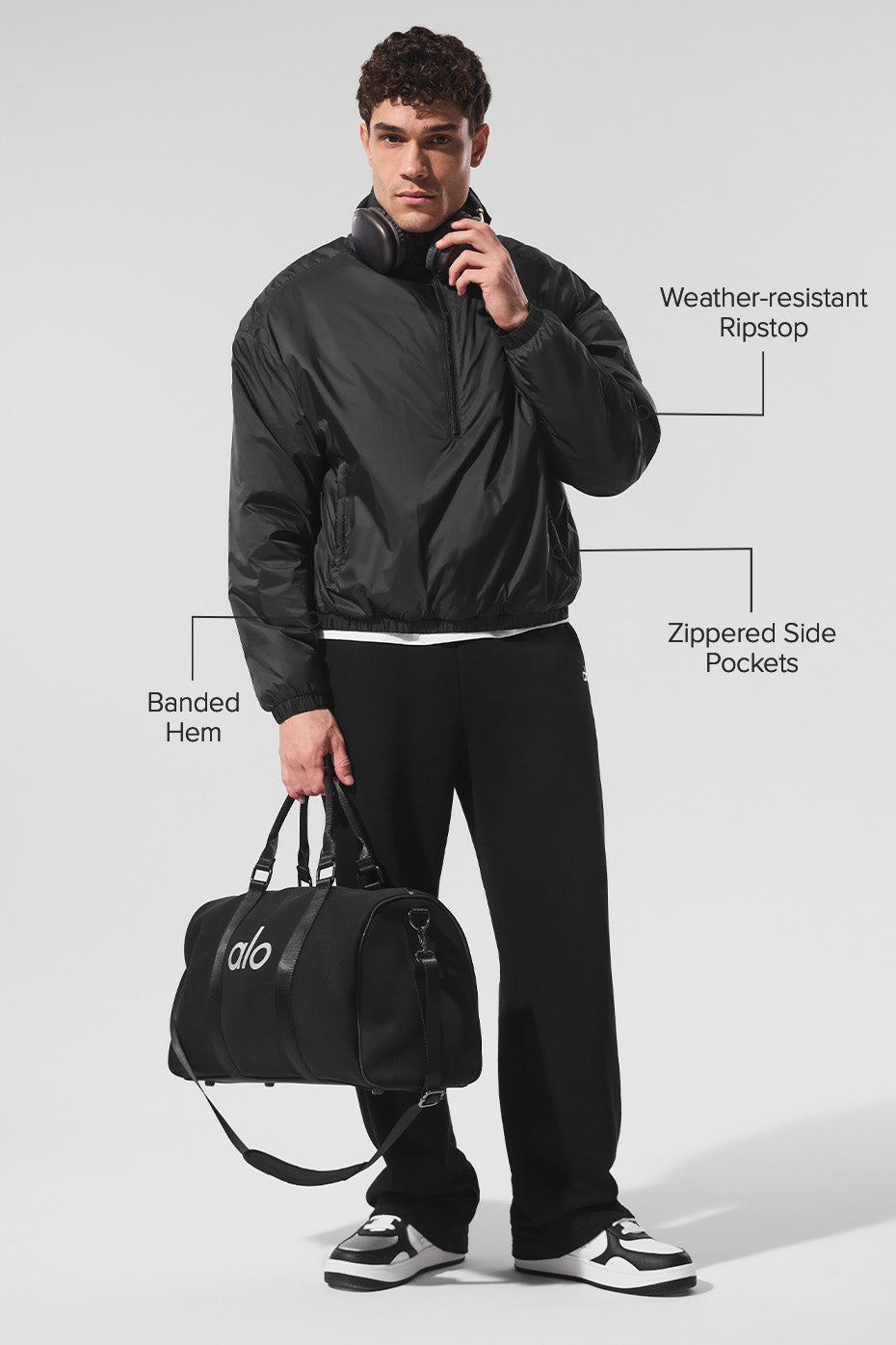 Latitude Light Weight 1/2 Zip Pullover Jacket - Black - Image 2