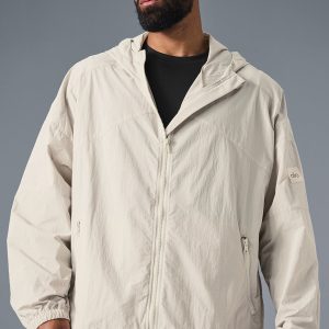 Vantage Nylon Ripstop Track Jacket - Bone