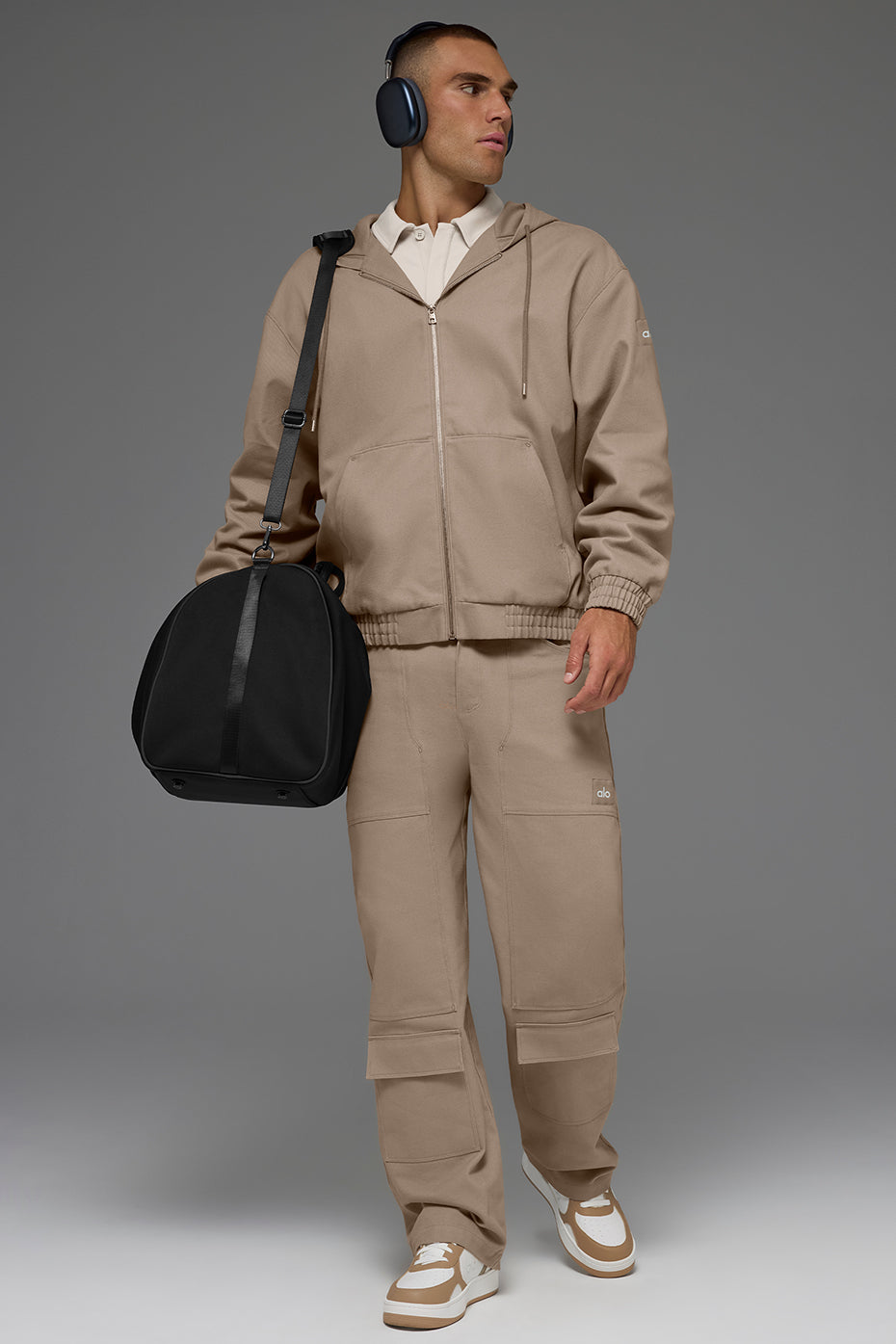 Cotton Canvas Full Zip Hoodie - Gravel - Image 5