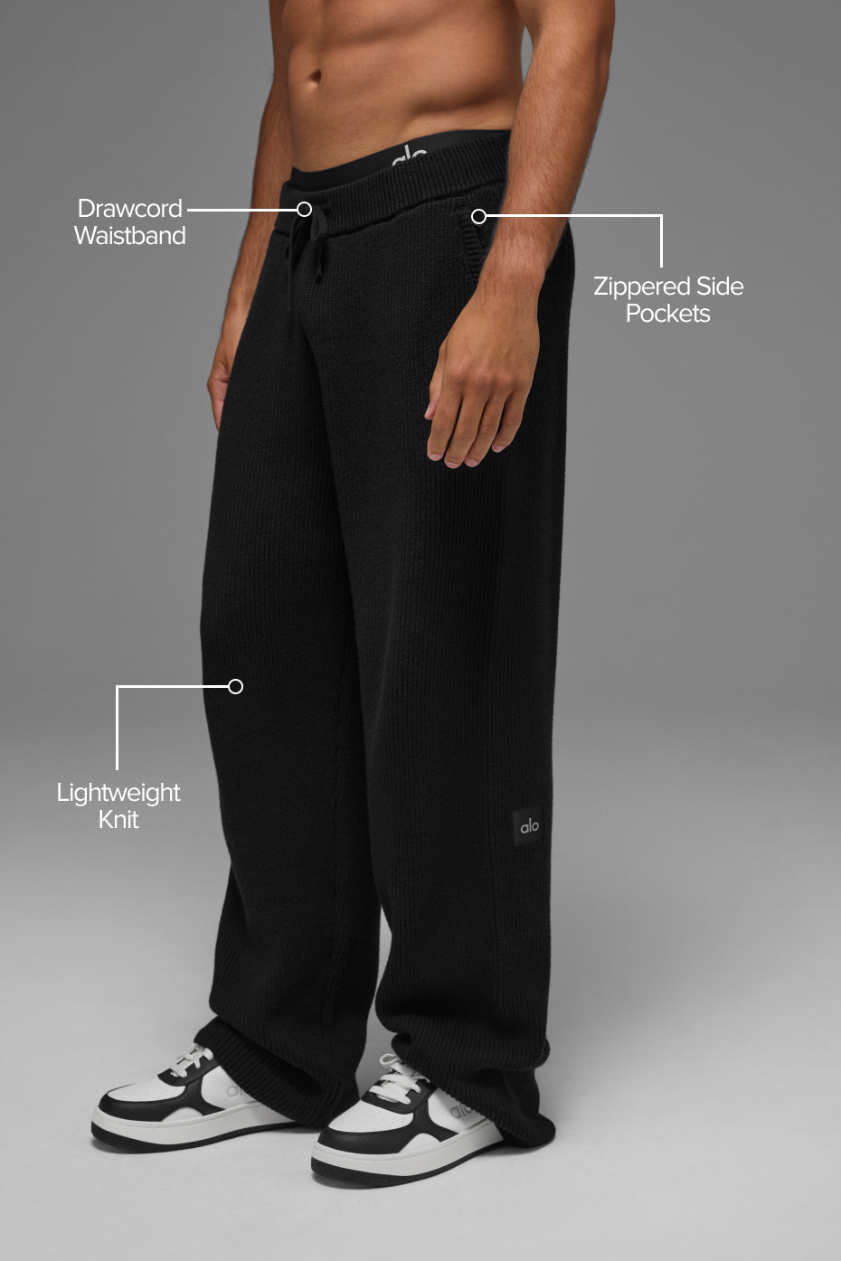 Domain Rib Knit Sweatpant - Black - Image 2