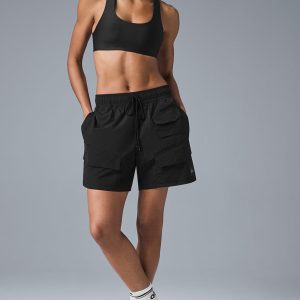 7 Crinkle Nylon Excursion Cargo Short - Black