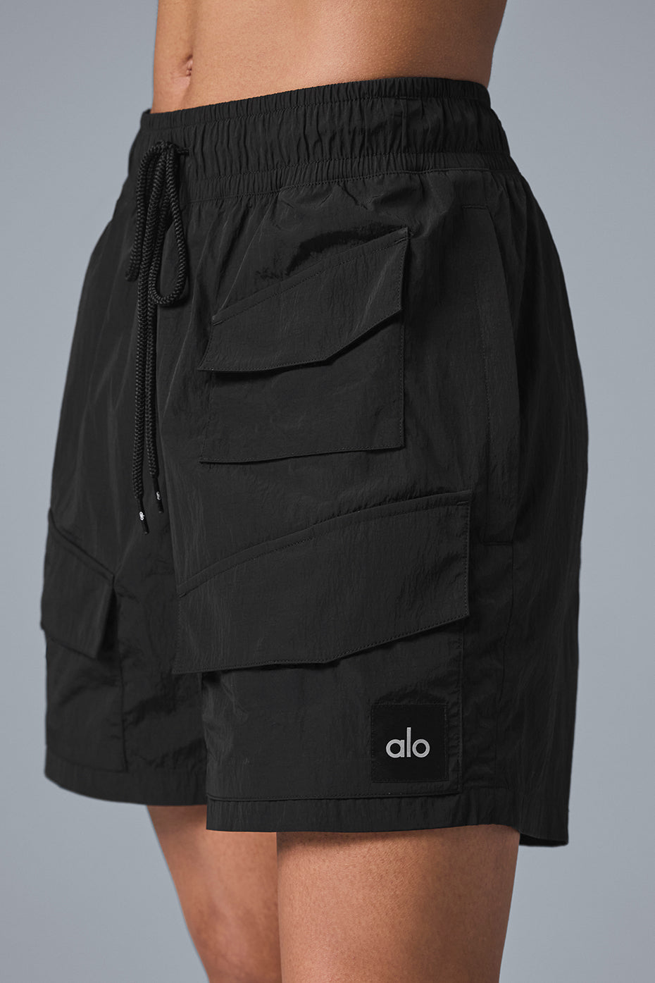 7 Crinkle Nylon Excursion Cargo Short - Black - Image 3