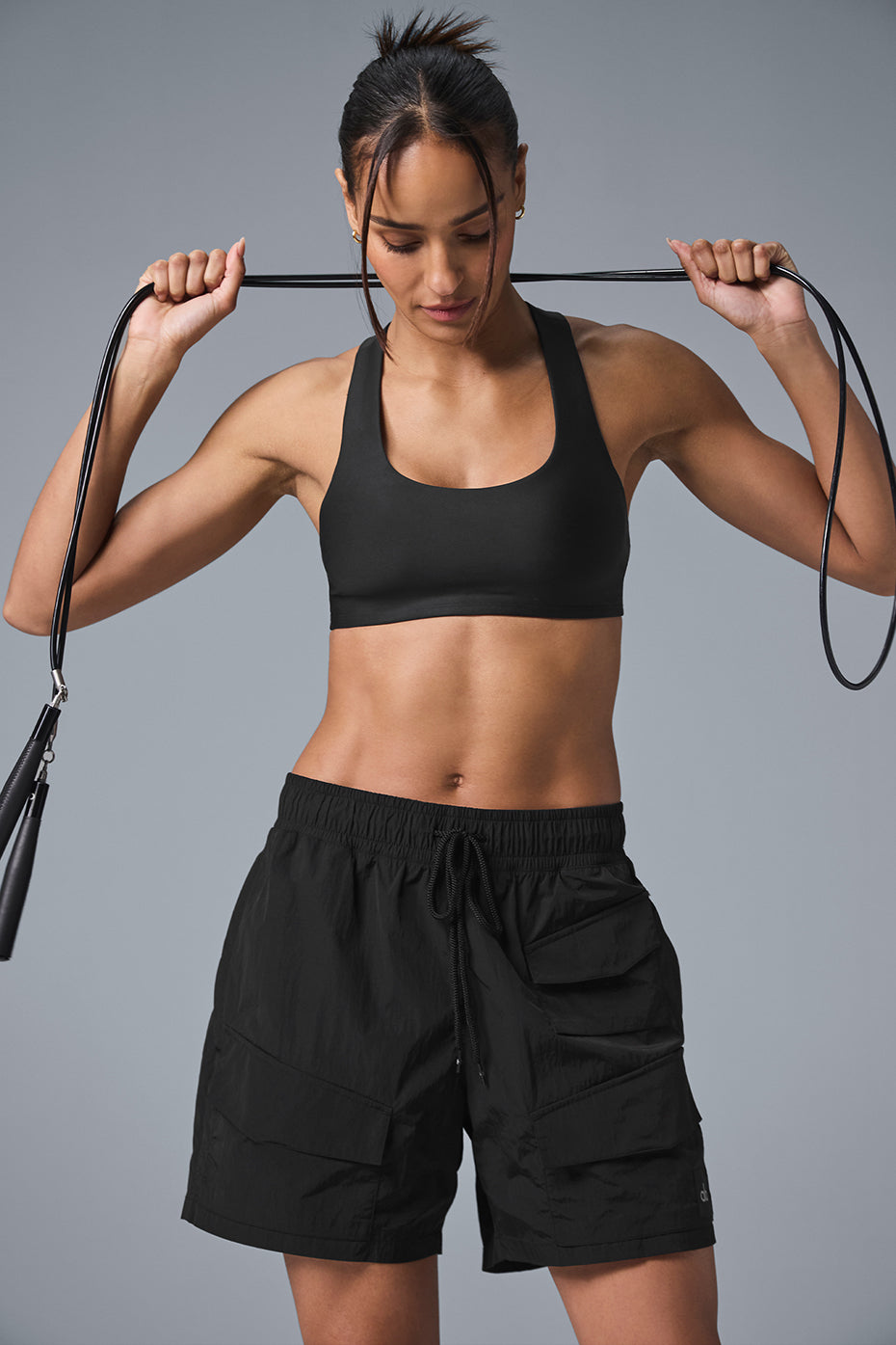 7 Crinkle Nylon Excursion Cargo Short - Black - Image 5