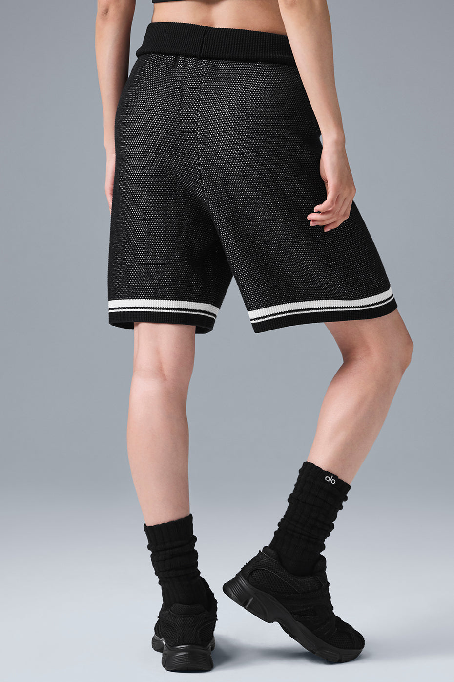 7 Sports Club Sweater Knit Basketball Short - Black - Image 4