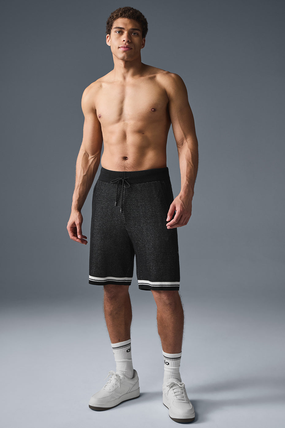 7 Sports Club Sweater Knit Basketball Short - Black - Image 4