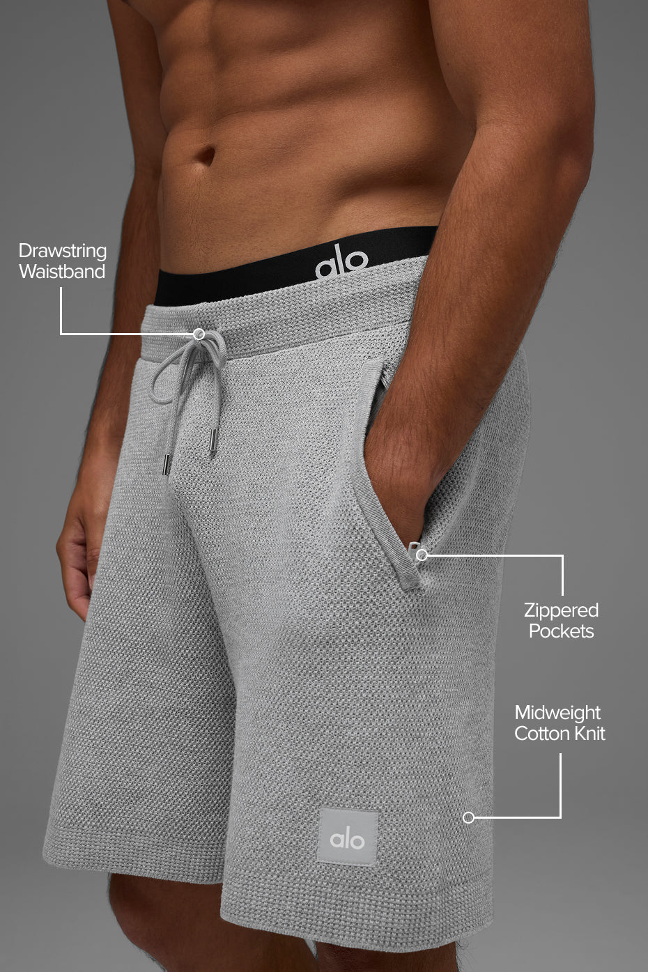 7 Sports Club Sweater Knit Short - Athletic Heather Grey - Image 2