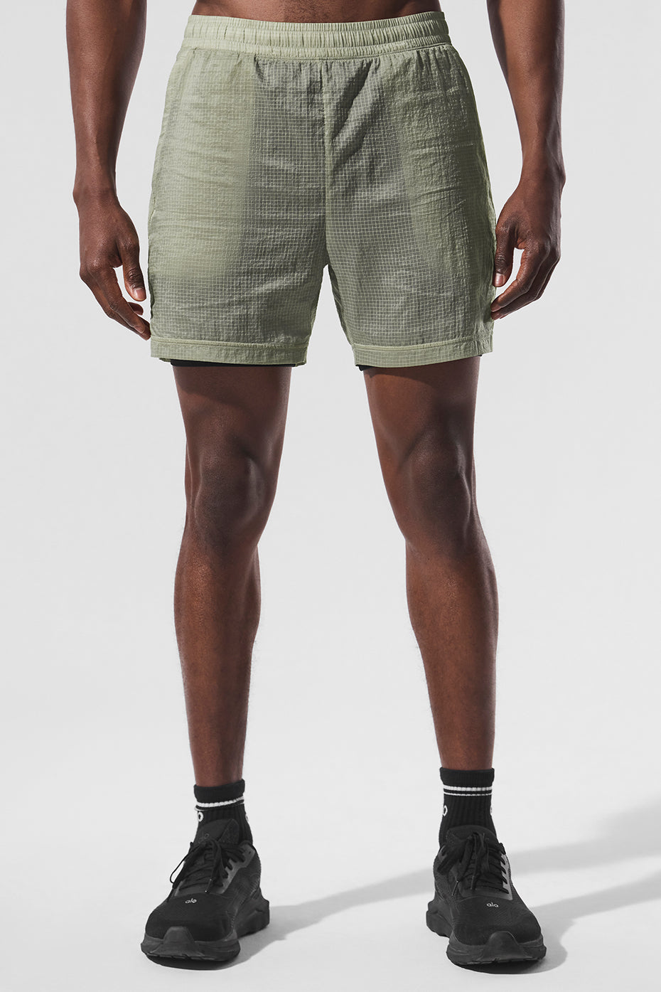 5 Game Time Ripstop 2-In-1 Short - Limestone/Black