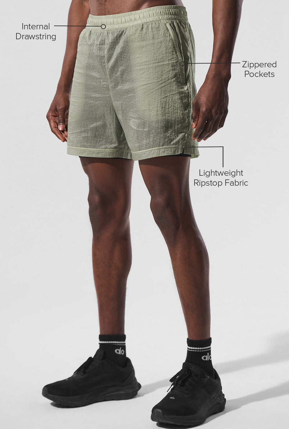 5 Game Time Ripstop 2-In-1 Short - Limestone/Black - Image 2