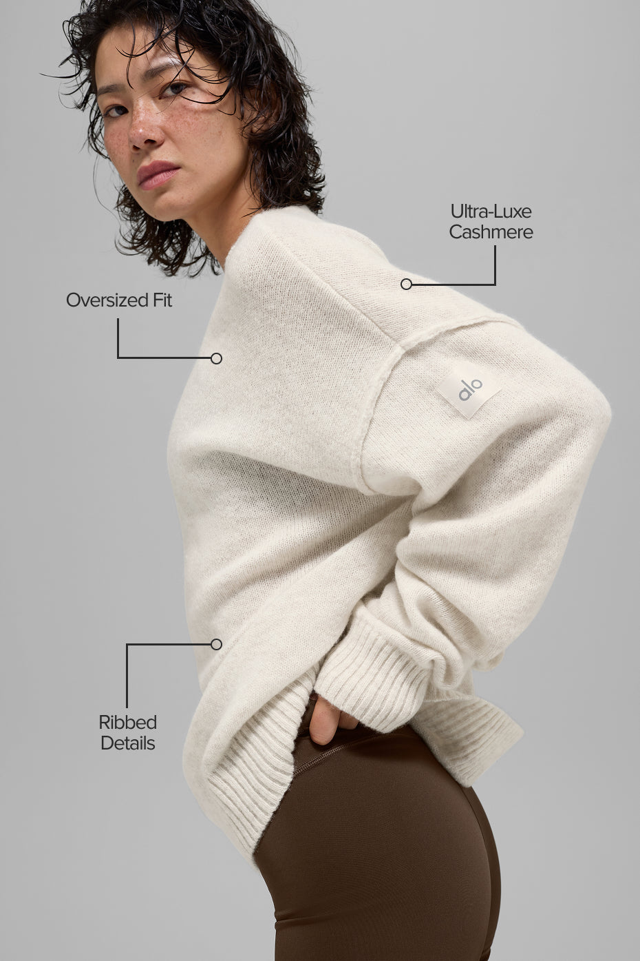 New Class Cashmere Crewneck Sweater - Bone Heather - Image 2