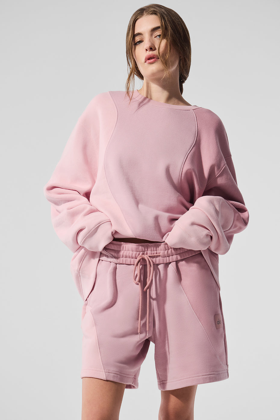 Make Waves Crew Neck Pullover - Sunset Pink Tonal - Image 4