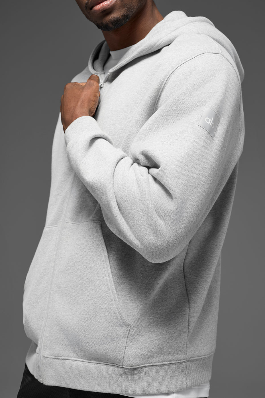 Renown Heavy Weight Full Zip Hoodie - Athletic Heather Grey - Image 4