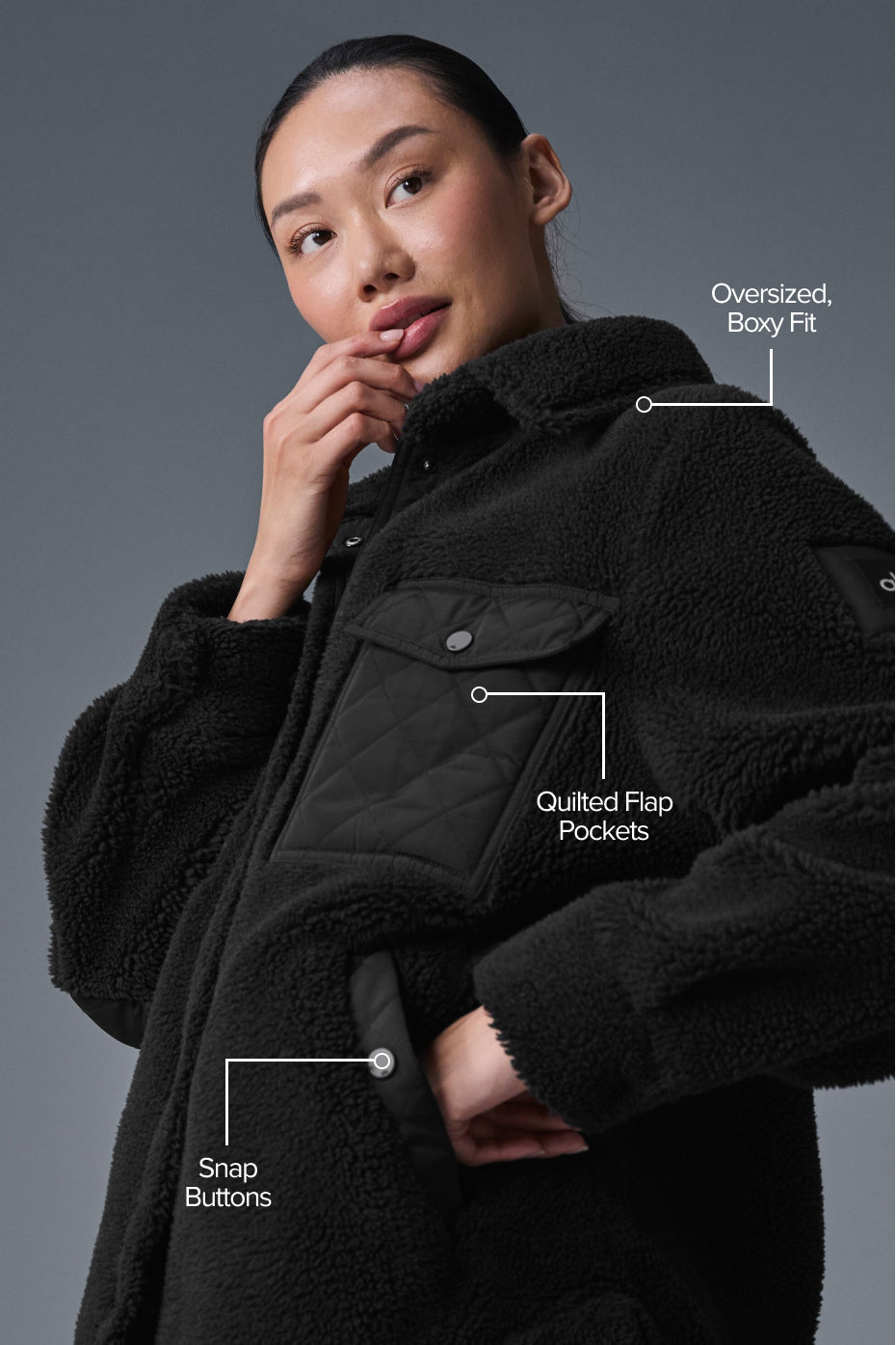 Sherpa Edge Shacket - Black - Image 2