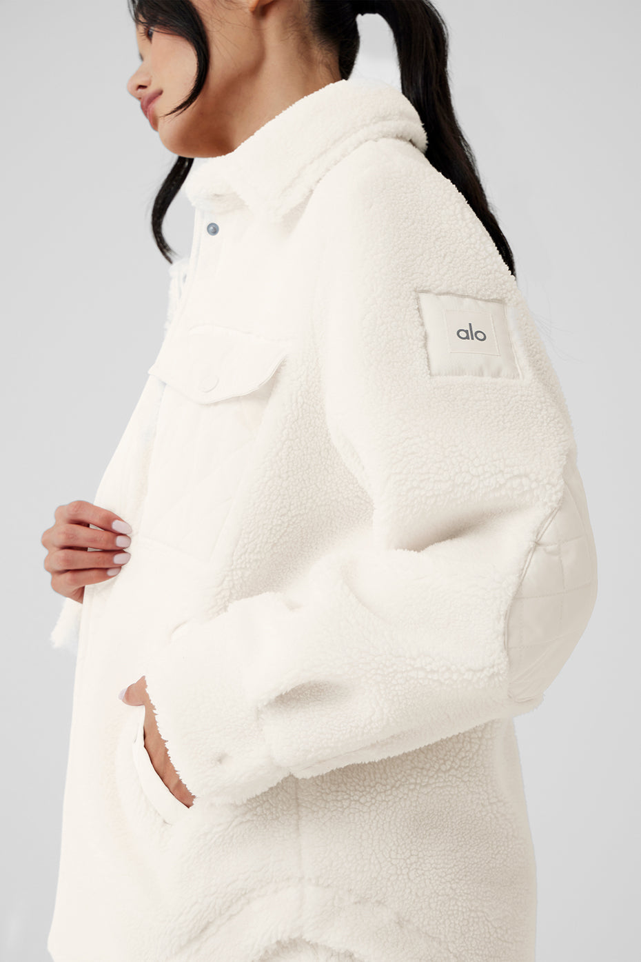 Sherpa Edge Shacket - Ivory - Image 5